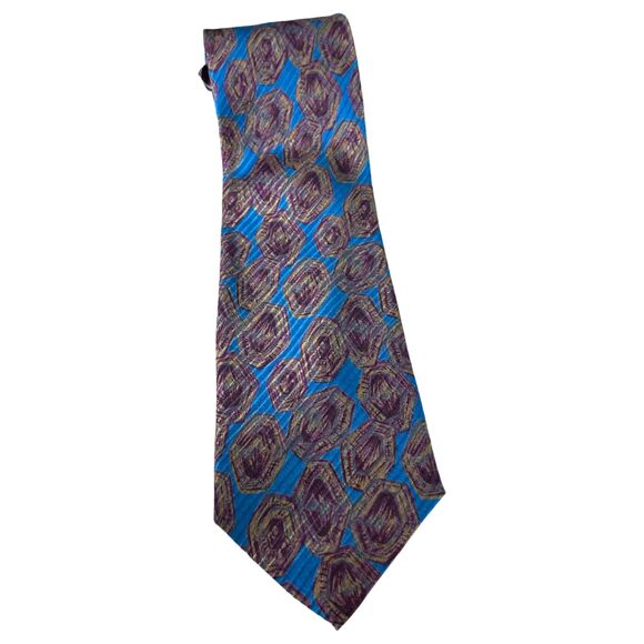Giorgio Armani Cravatte Silk Tie Blue Burgundy NEW with Tags